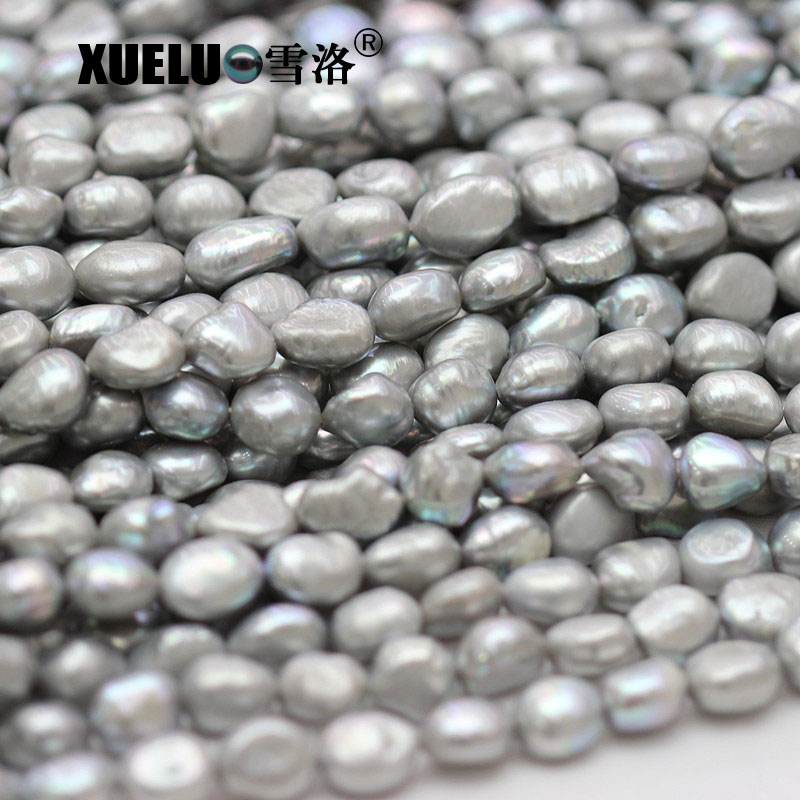 9-10mm AAA Quality Grey Nugget Baroque Real Cultured Freshwater Pearl Strings (XL190026)