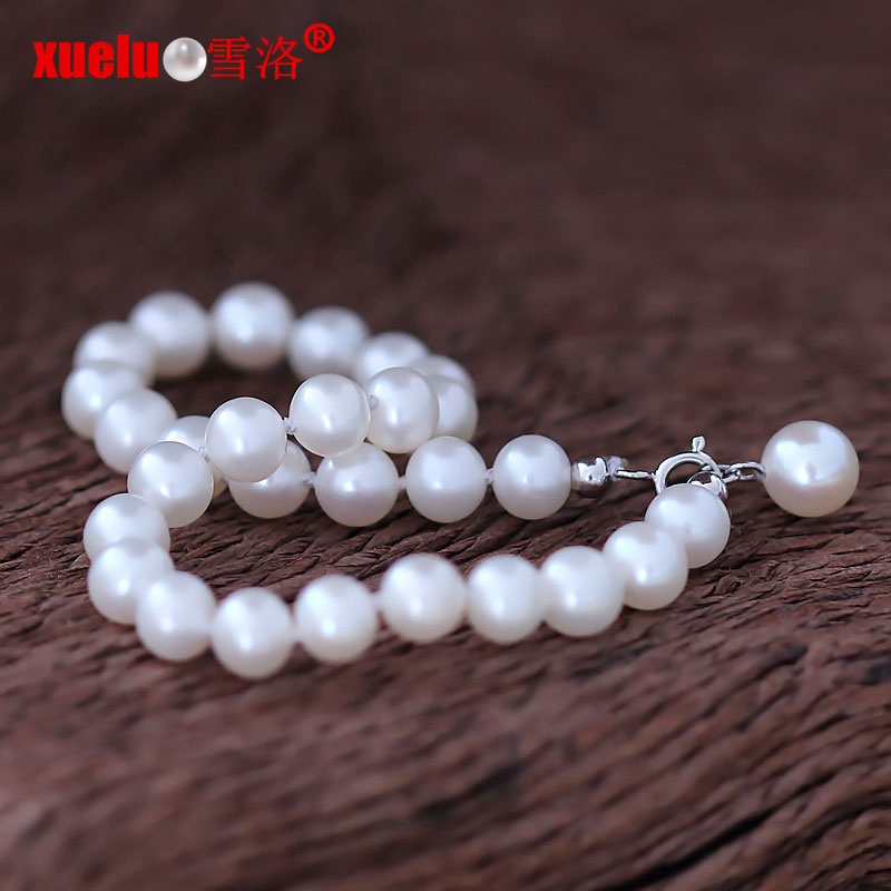 5-6mm AAA Quality Round Genuine Natural Cultured Freshwater Pearl Bracelet(XL150006)