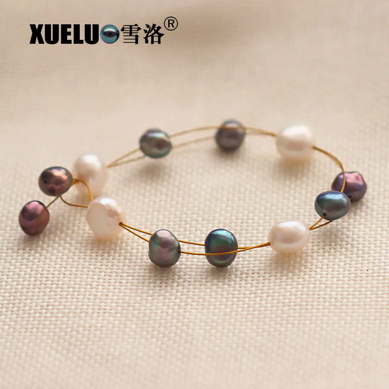 Fashion Multicolor Real Natural Cultured Freshwater Baroque Pearl Bracelet(XL150012)