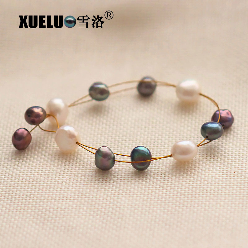 Fashion Multicolor Real Natural Cultured Freshwater Baroque Pearl Bracelet(XL150012)