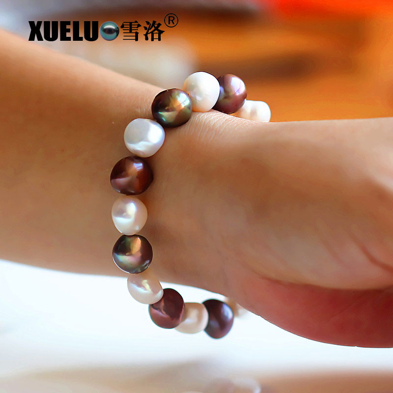 Fashion Multicolor Large Baroque Cultured Natural Freshwater Pearl Bracelet(XL150013)