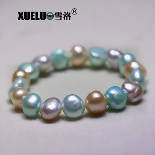 10-11mm Stretch Baroque Natural Chinese Cultured Freshwater Pearl Bracelet (XL150068)