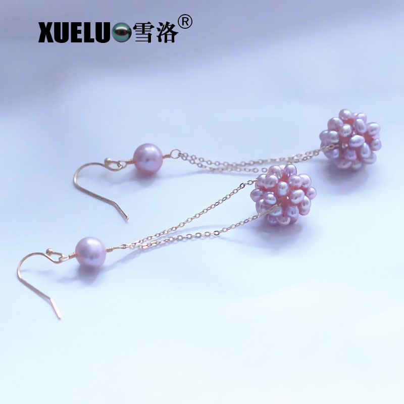 Fashion Genuine Chinese Cultured Freshwater Drop Pearl Earrings (XL140173)
