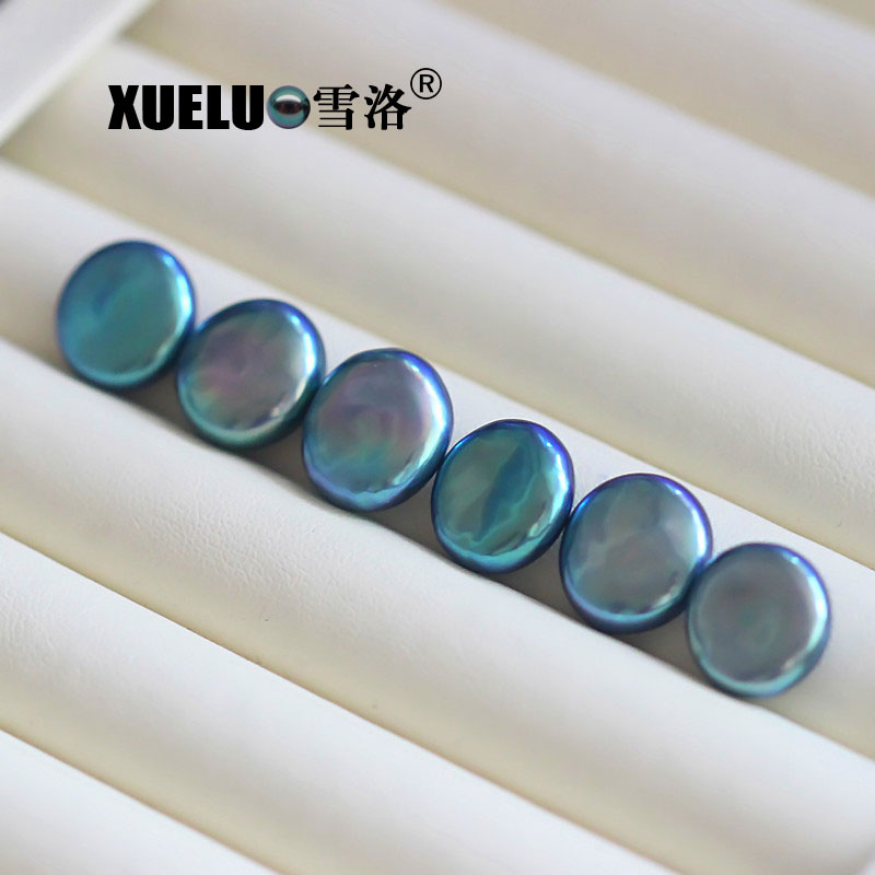 13-14mm Coin Baroque Peacock Black Freshwater Loose Pearls Beads(XL110031)