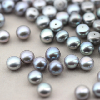 7-8mm Button Round Baroque Grey Freshwater Loose Pearls Beads(XL110059)