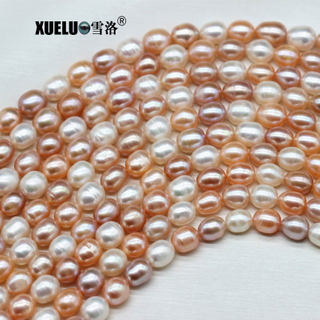 8-9mm Multicolor Oval / Rice Shape Natural Cultured Freshwater Pearl Strings(XL180019)