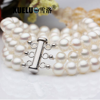 Fashion Nearly Round Natural Cultured Freshwater Pearl Bracelet Jewelry (XL150035)