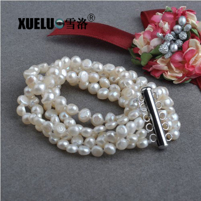 Fashion Baroque Natural Cultured Freshwater Pearl Bracelet (XL150037)