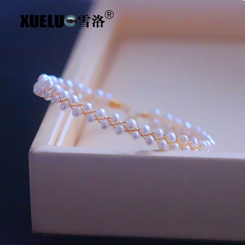 Fashion Small Round Real Natural Cultured Fresh Water Pearl Bracelet(XL150127)