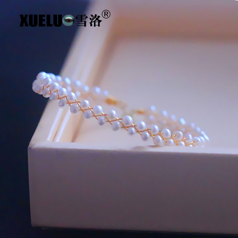 Fashion Small Round Real Natural Cultured Fresh Water Pearl Bracelet(XL150127)