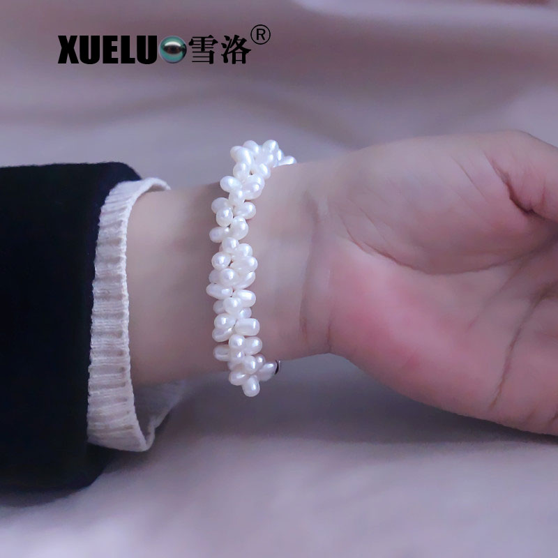 Fashion Double Strands Real Cultured Fresh Water Pearl Bracelet Jewelry(XL150128)