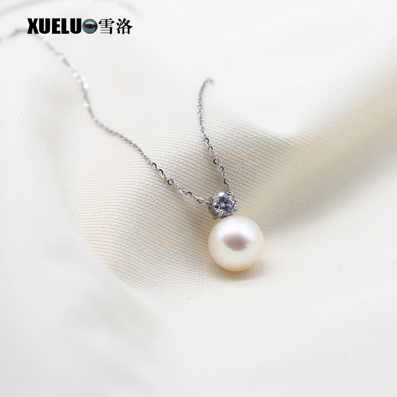 925 Sterling Silver Freshwater Pearl Pendant Necklace（XL120103)