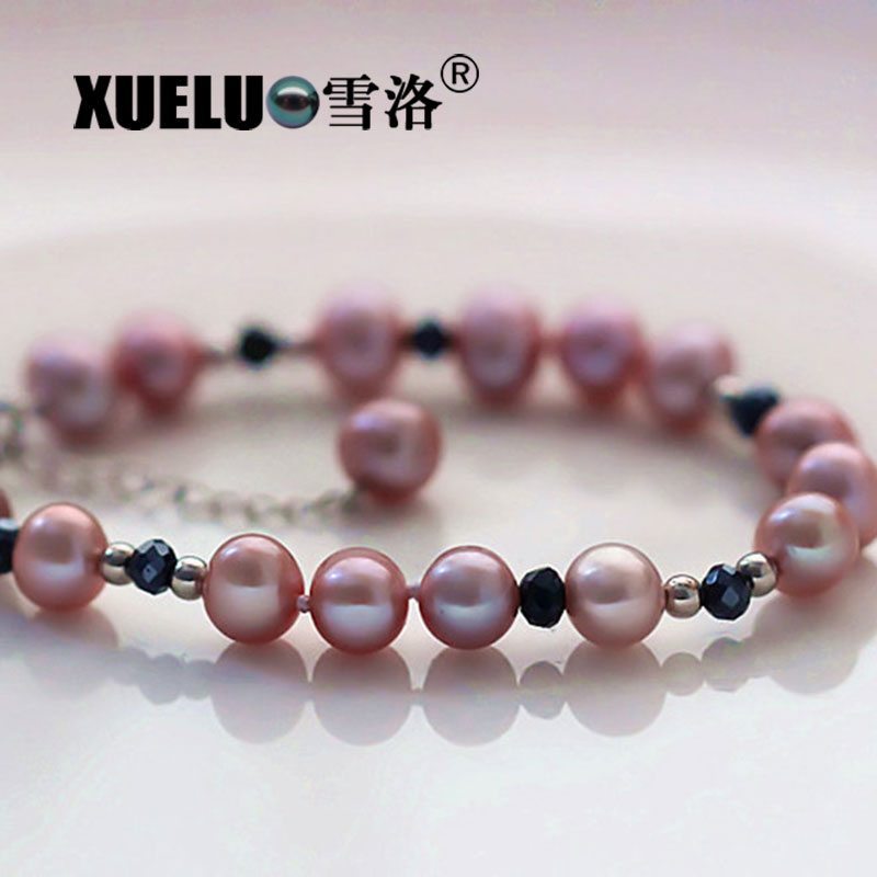 Fashionable Natural Real Round Chinese Cultured Freshwater Pearl Bracelet (XL150098)