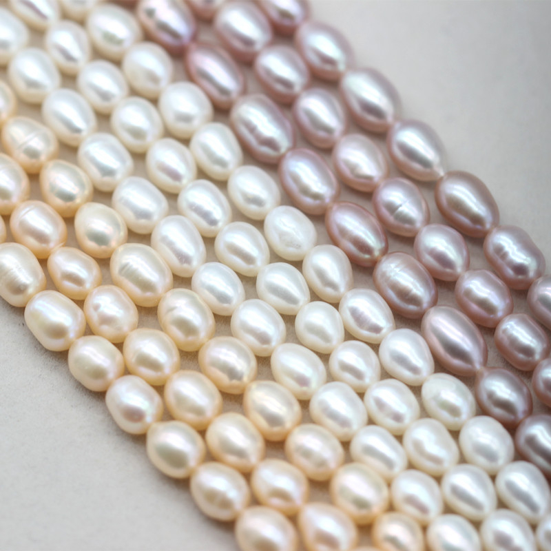  6-7mm Medium Quality Rice/Oval Shape Natural Cultured Freshwater Pearl Strings (XL180120) 