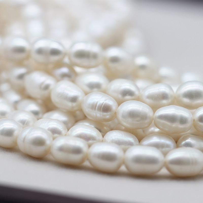7-8mm Medium Quality Rice/Oval Cultured Fresh Water Pearl Strings (XL180121) 