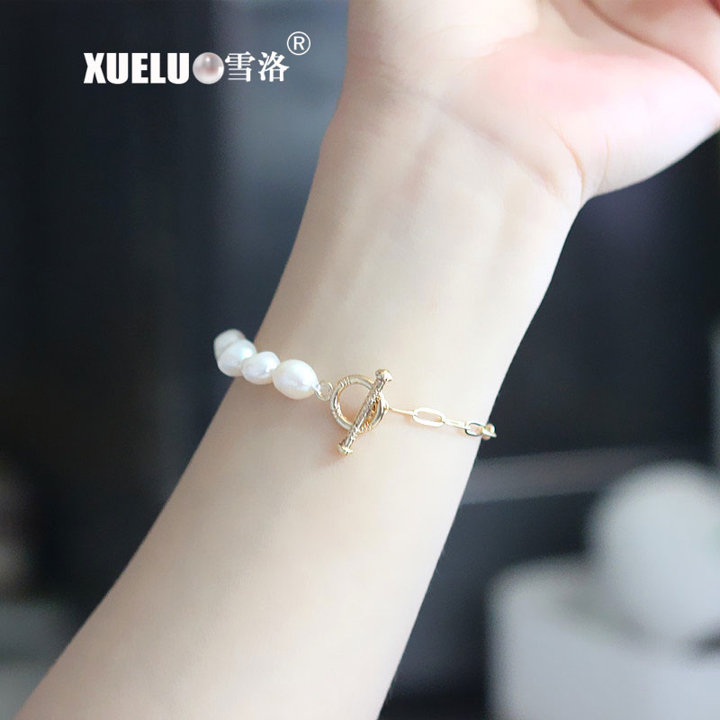 Fashionable Genuine Natural Cultured Freshwater Baroque Pearl Bracelet Jewelry Wholesale (XL150151)