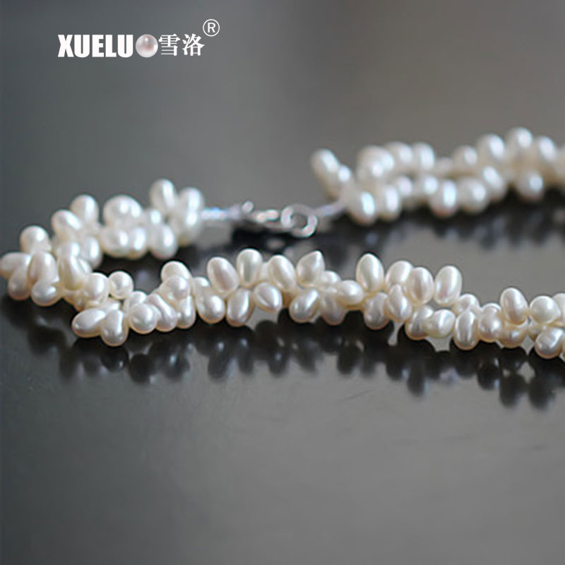 4-5mm Potato Round AAA Quality Double Strands Freshwater Pearl Necklace(XL120091)
