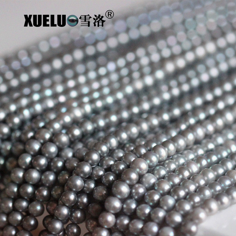 7-8mm AA Grey Round Natural Freshwater Pearls Wholesale Supplier, Zhuji Pearls (XL180087) 