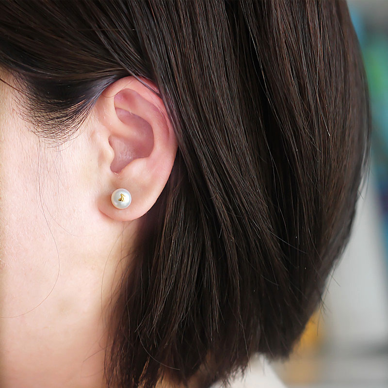 Fashion Natural Cultured Freshwater Pearl Stud Earrings (XL140084)