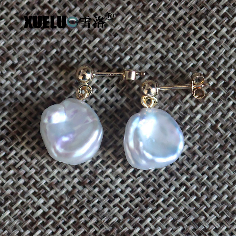 Keshi Genuine Baroque Cultured Fresh water Pearl Earrings (XL140102)