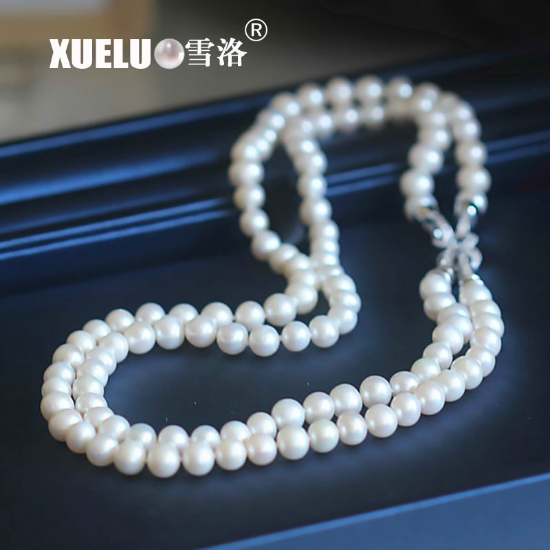 Fashion Double Strands Real Natural Freshwater Pearl Necklace (XL120054) 