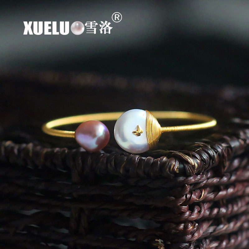 14K Gold Plated Fashionable Baroque Chinese Cultured Freshwater Pearl Bracelet (XL150100)