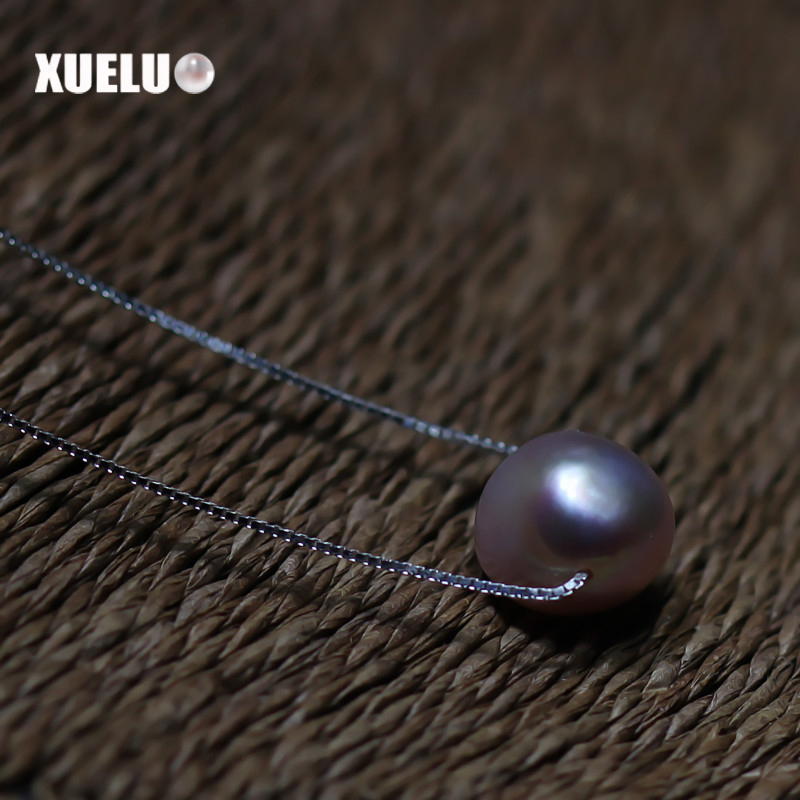 925 Sterling Silver Lavender Baroque Lucky Bead Necklace（XL120009)