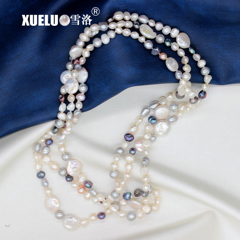 Fashion Long Colorful Freshwater Pearl Necklace(XL120021)