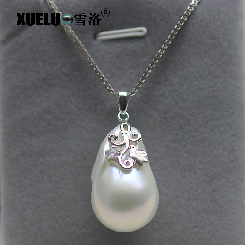 925 Sterling Silver Big Baroque White Freshwater Pearl Necklace（XL120015)