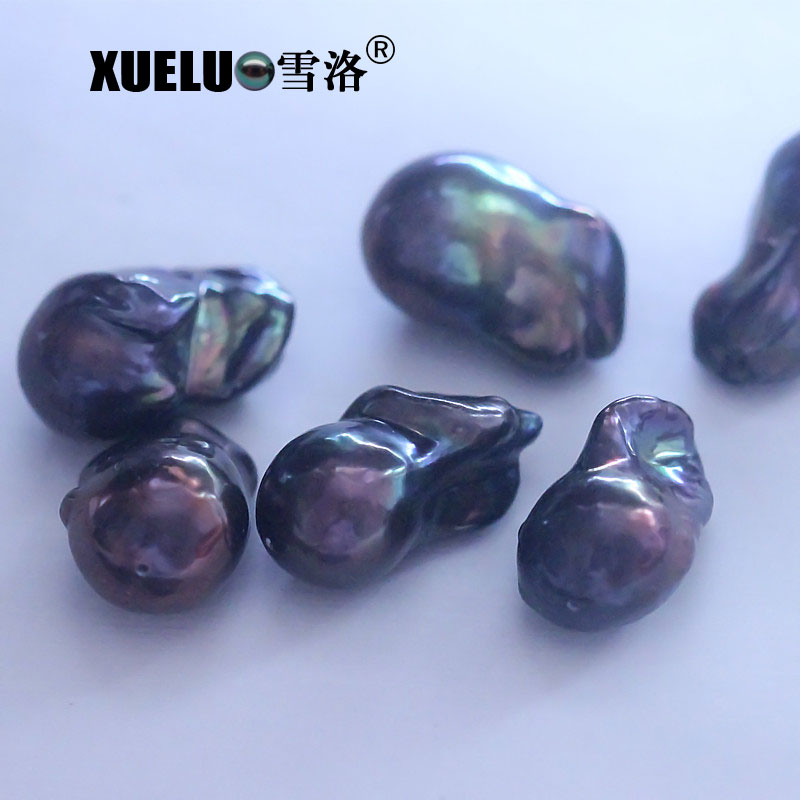 Black Baroque Nucleated Natural Cultured Freshwater Pearls (XL110042)