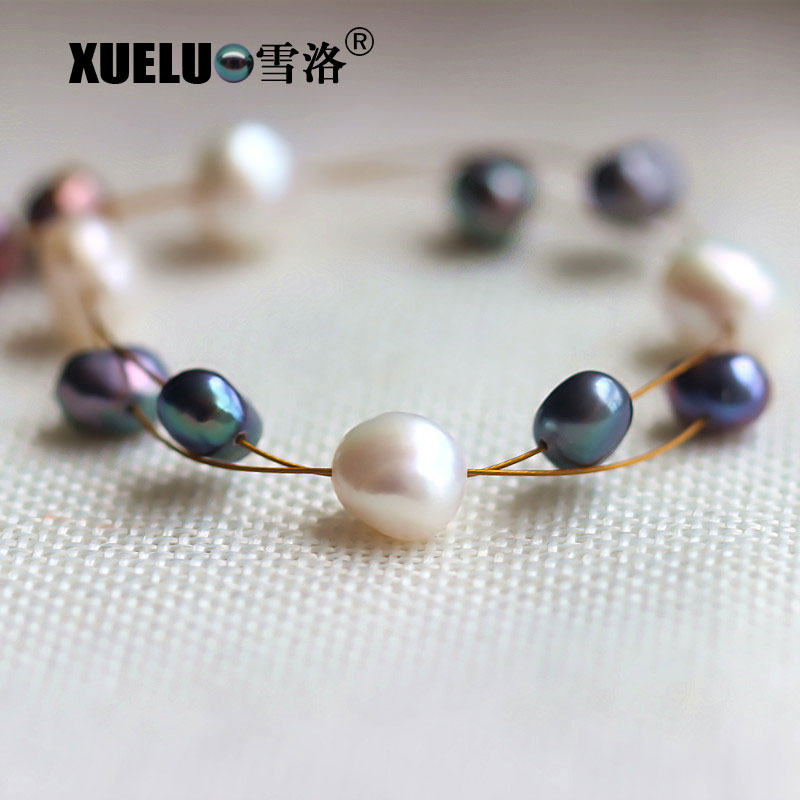 Fashion Multicolor Real Natural Cultured Freshwater Baroque Pearl Bracelet(XL150012)