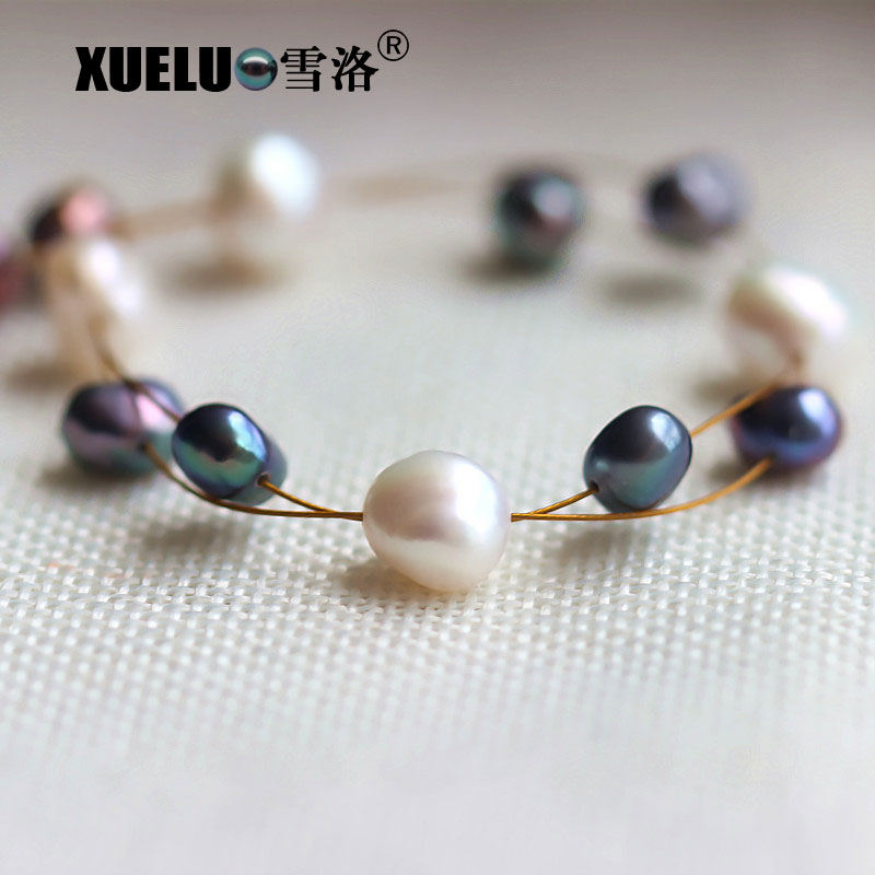 Fashion Multicolor Real Natural Cultured Freshwater Baroque Pearl Bracelet(XL150012)