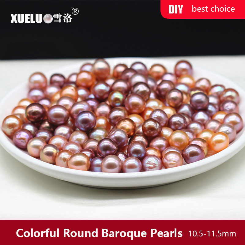  10-12mm Round Baroque Multi-color Freshwater Loose Pearls Beads(XL110035)