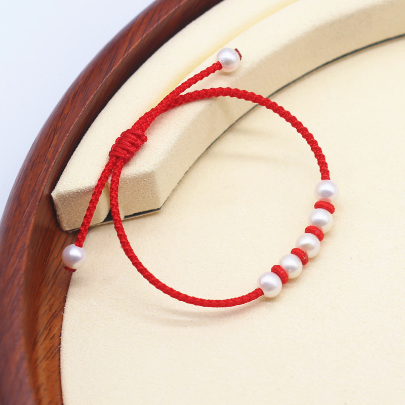Red Rope Natural Freshwater Pearl Bracelet (XL150152)