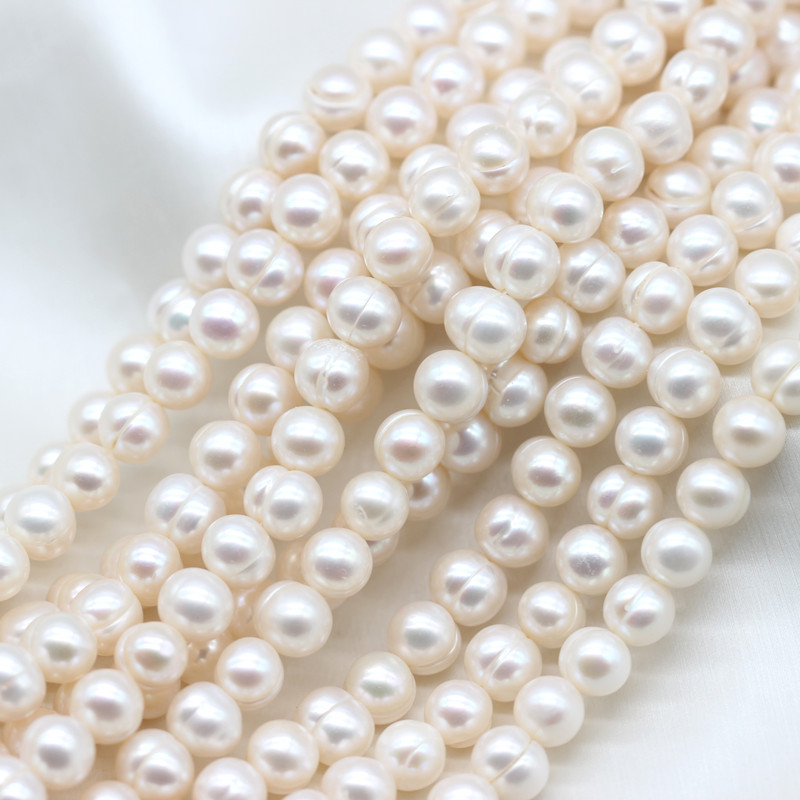 8-9mm Cheap Ringed Cultured Natural Freshwater Pearls Strings (XL180021)
