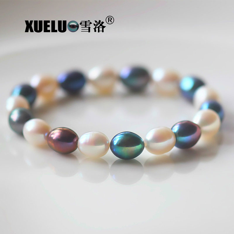 Fashion Jewelry Stretch Oval High Quality Cultured Fresh Water Pearl Bracelet (XL150116)