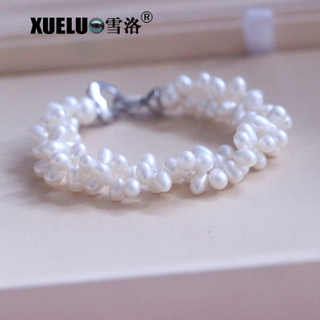 Fashion Double Strands Real Cultured Fresh Water Pearl Bracelet Jewelry(XL150128)