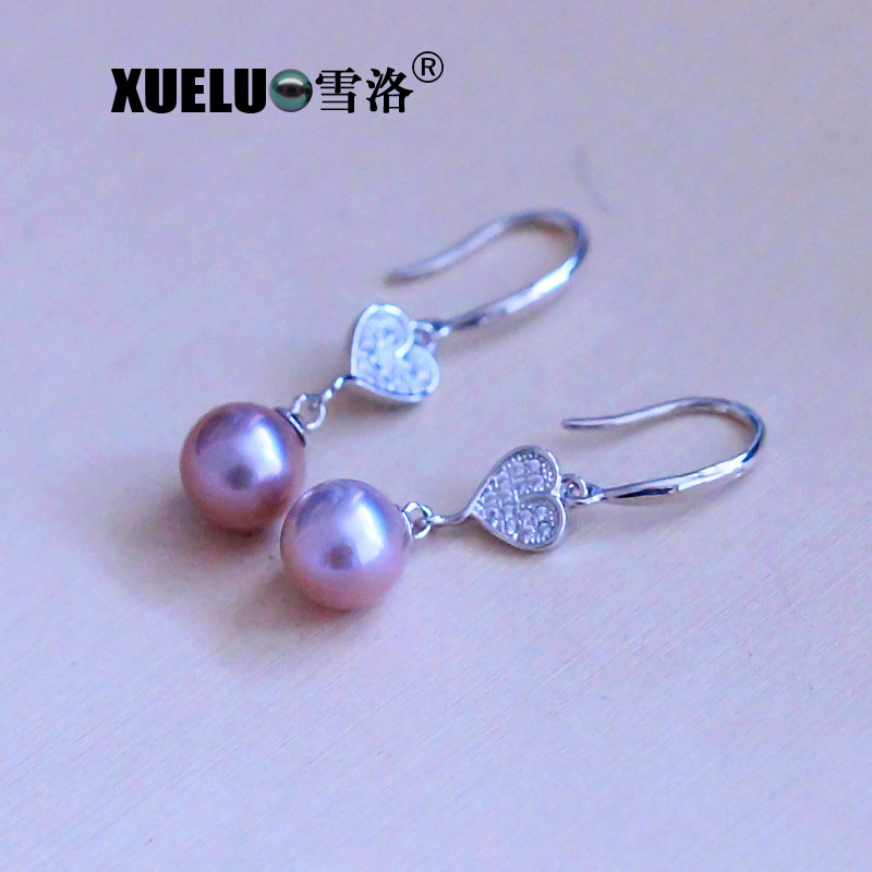 925 Sterling Silver Fashion Perfect Round Freshwater Drop Pearl Earrings (XL140161)