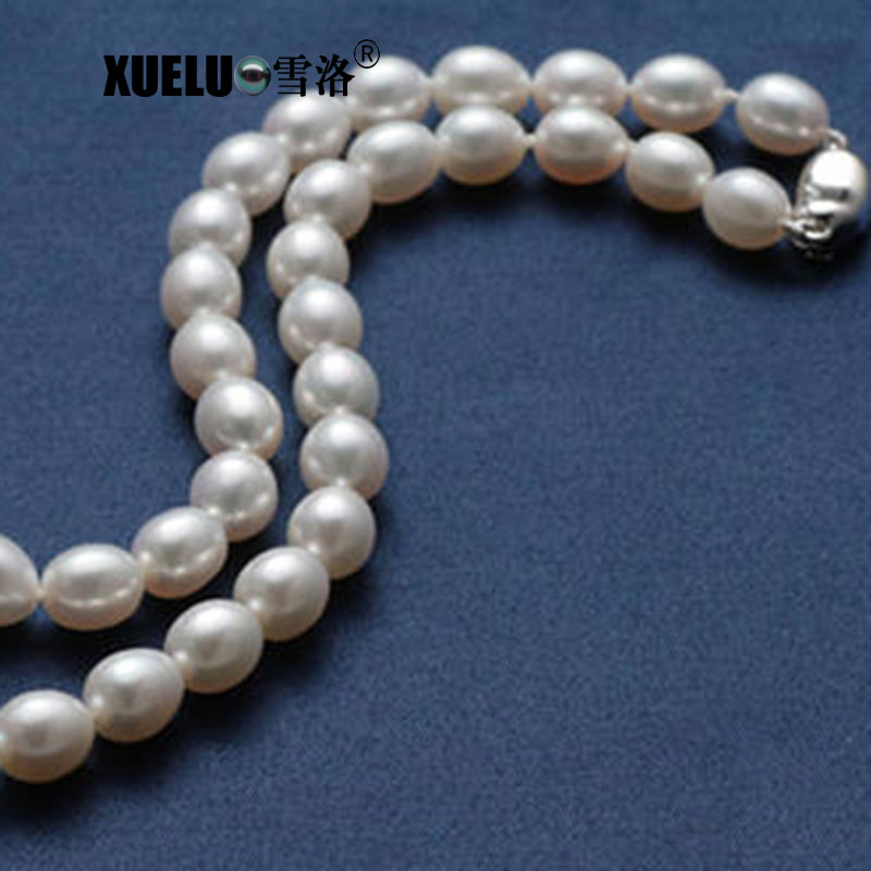 High Quality Rice Natural Cultured Freshwater Pearl Necklace Wholesale (XL120082)