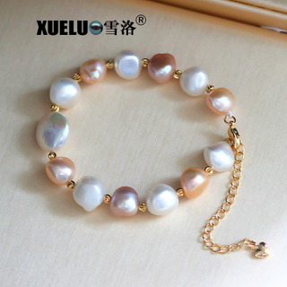 Fashion Natural Real Multicolor Baroque Chinese Cultured Freshwater Pearl Bracelet (XL150110)