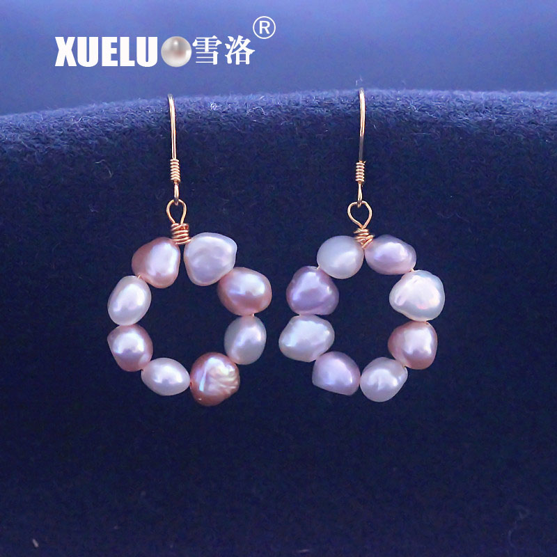 Fashion Genuine Baroque Chinese Cultured Freshwater Drop Pearl Earrings (XL140171)