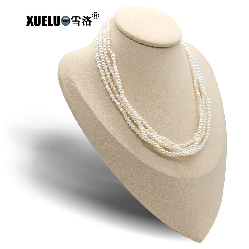 Fashion Multi Strands Small Natural Cultured Freshwater Pearl Necklace (XL120079)