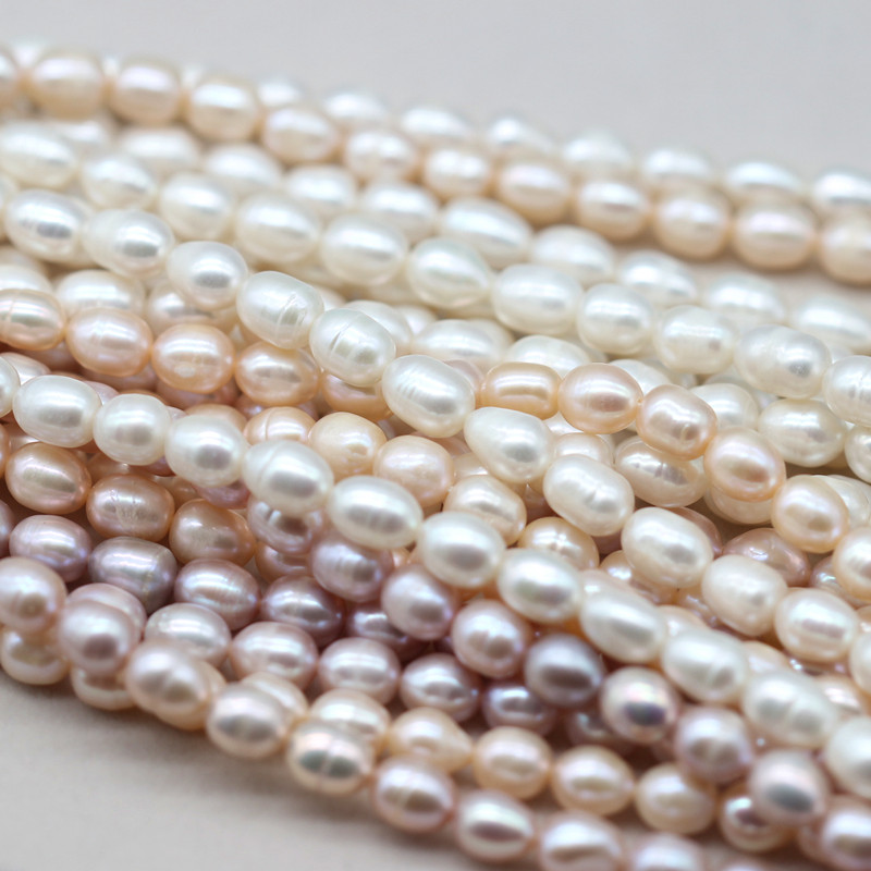 7-8mm Medium Quality Rice/Oval Cultured Fresh Water Pearl Strings (XL180121) 