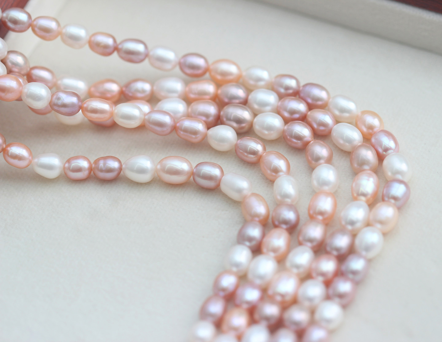  8mm Cheap Multicolor Oval Natural Cultured Freshwater Pearl Strings Wholesale (XL180110) 