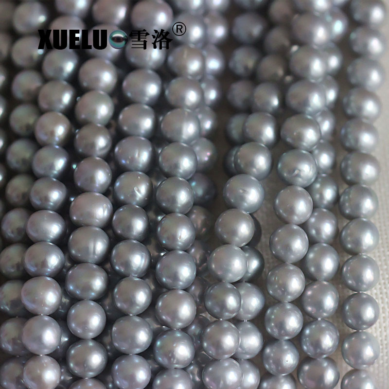 11mm Grey Round Natural Cultured Freshwater Pearl Strings Wholesale(XL180109) 