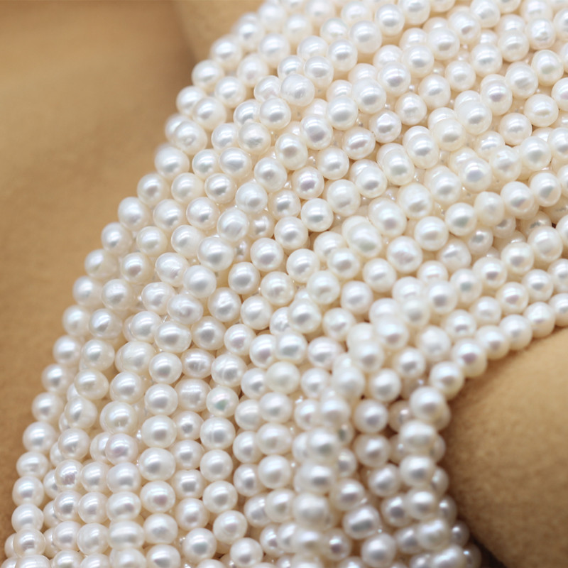 5-6mm Potato Round Genuine Natural Cultured Freshwater Pearl Strings (XL180116) 