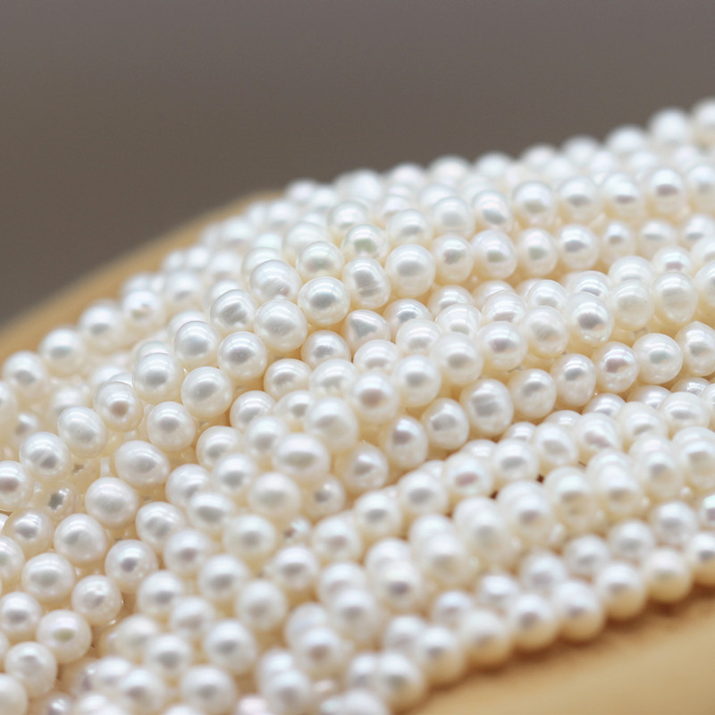 5-6mm Potato Round Genuine Natural Cultured Freshwater Pearl Strings (XL180116) 