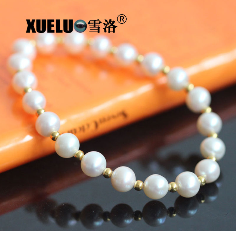 Fashionable Stretch Round Chinese Cultured Freshwater Pearl Bracelet (XL150063)