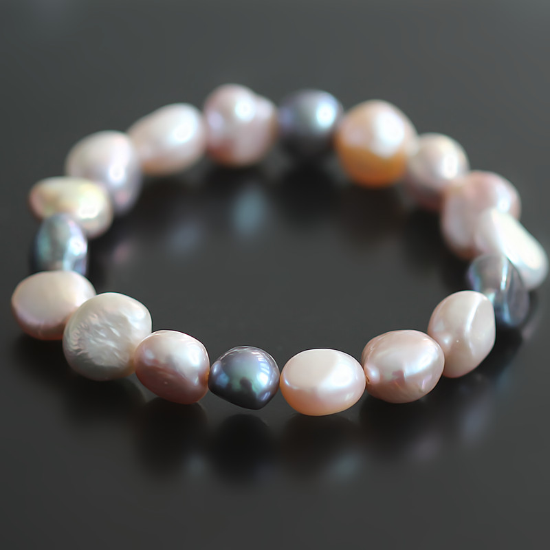 Stretch Elegant Real Baroque Chinese Cultured Freshwater Pearl Bracelet (XL150041)