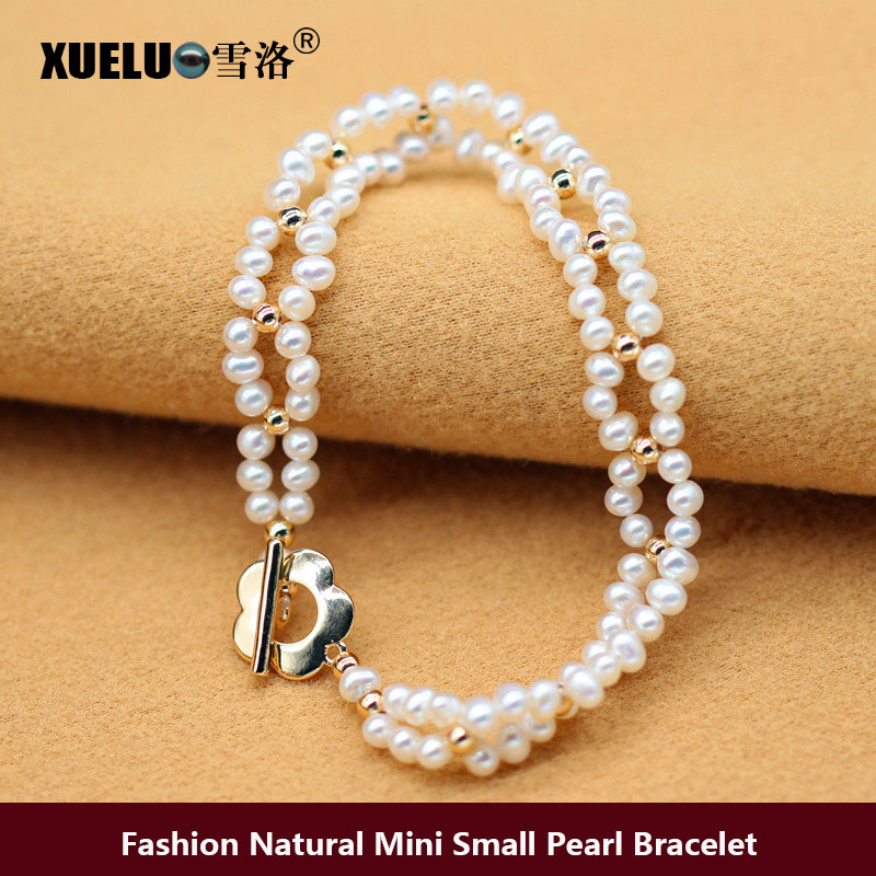 Fancy Micro Small Nearly Round Genuine Natural Cultured Freshwater Pearl Bracelet(XL150149)